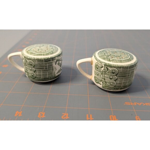 Royal Salt & Pepper Shakers Handle Vintage Green Pattern Ceramic - Picture 8 of 11